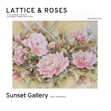 Lattice & Roses by Margaret Prince, art for sale at Sunset Gallery, Port Macquarie