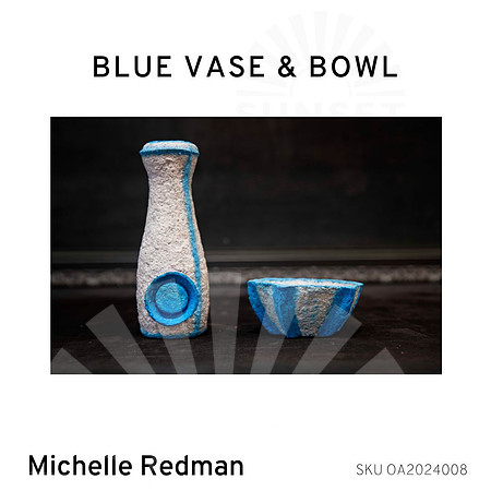 Blue Vase & BOwl by Michelle Redman, For sale at Sunset Gallery, Port Macquarie
