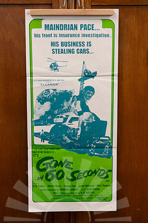 Original vintage Gone in 60 Seconds Australian movie poster featuring green and turquoise car chase artwork.