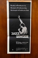 Original vintage The Jazz Singer Australian movie poster featuring Neil Diamond performance silhouette on black background.