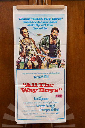 Original vintage All the Way Boys Australian movie poster featuring Terence Hill and Bud Spencer illustrated artwork.