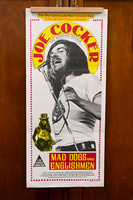 Original vintage Mad Dogs and Englishmen Australian movie poster featuring Joe Cocker portrait with red decorative border.