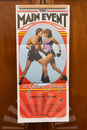 Original vintage The Main Event Australian movie poster featuring Barbra Streisand and Ryan O’Neal boxing artwork.