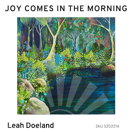 Abstract nature-inspired art print in blues and greens by Port Macquarie artist Leah Doeland, available in multiple sizes on fine art paper.