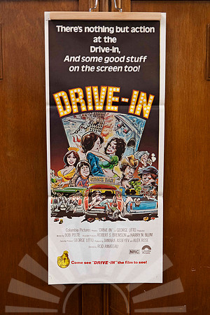 Original vintage Drive-In Australian movie poster featuring colourful illustrated cars characters and drive-in cinema artwork.