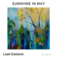 Abstract nature-inspired art print in blues and greens by Port Macquarie artist Leah Doeland, available in multiple sizes on fine art paper.