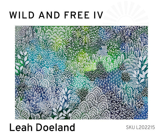 Abstract nature-inspired art print in blues and greens by Port Macquarie artist Leah Doeland, available in multiple sizes on fine art paper.